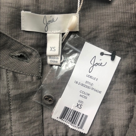 JOIE Lidelle Button Up Sheen Blouse in Moss NWT Size XS - Picture 11 of 13